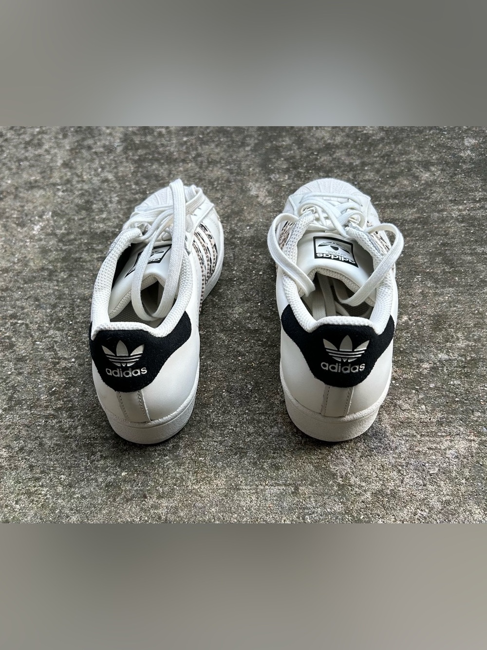 adidas White Sneakers with Leopard Print Accents - Picture 4 of 7